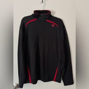 ADIDAS Black & Red Quarter Zip Pullover – Size M